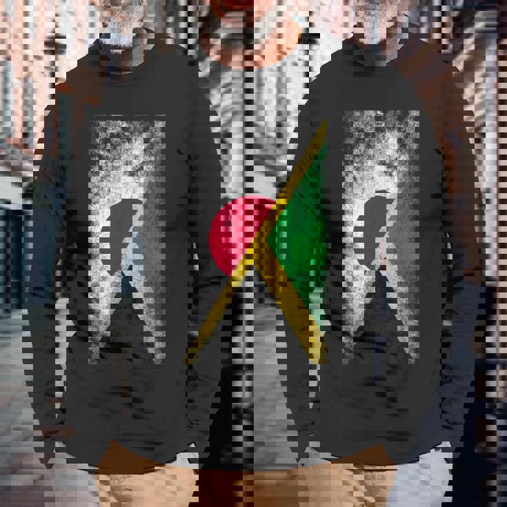 日本ジャマイカの国旗 ジャマイカ。 長袖Tシャツ 高齢者への贈り物