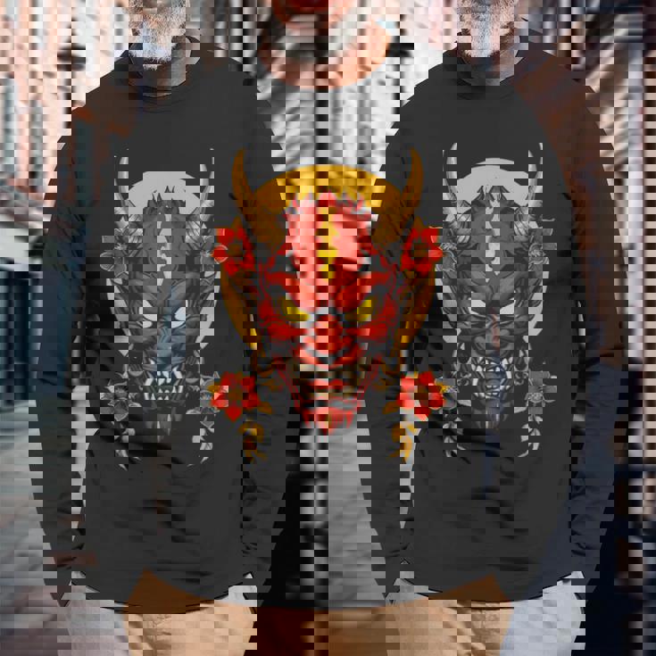 日本伝統マスク 歌舞伎 仮面 サムライマスク 東京 長袖Tシャツ 高齢者への贈り物