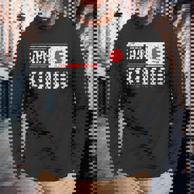 日本剣道レトロフラッグサムライ日本武道クラブ 長袖Tシャツ 高齢者への贈り物