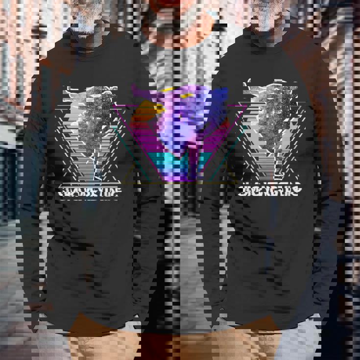 日本相撲 レトロベイパーウェイブ90s 相撲リンガー 長袖Tシャツ 高齢者への贈り物