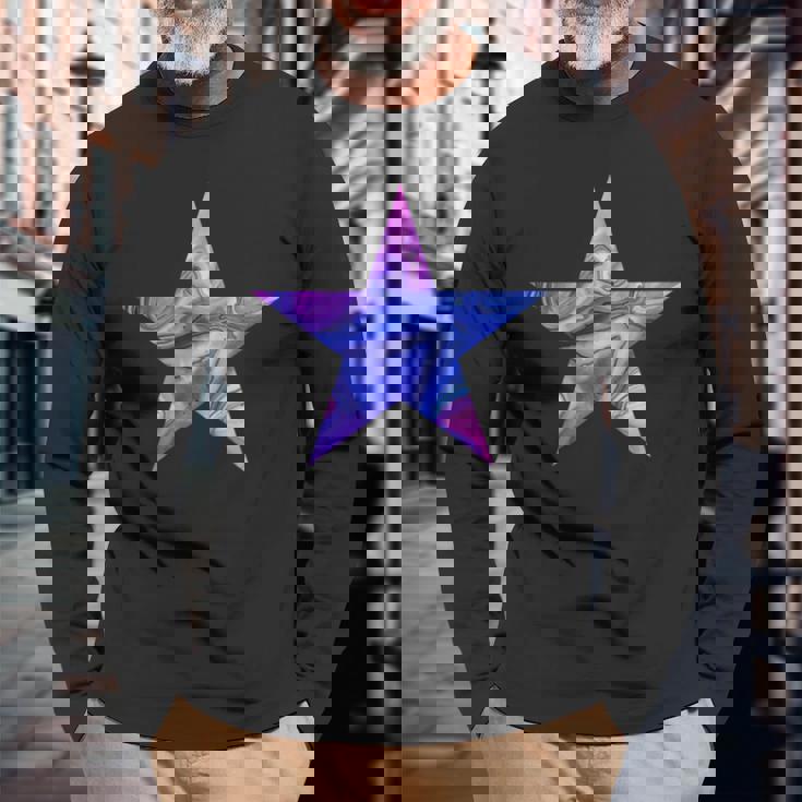 星 ピンク ブルー パープル 長袖Tシャツ 高齢者への贈り物