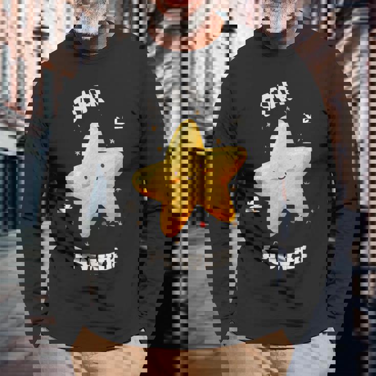 星 宇宙 銀河 月 夜 天文学 かわいい 星空観察 愛 長袖Tシャツ 高齢者への贈り物