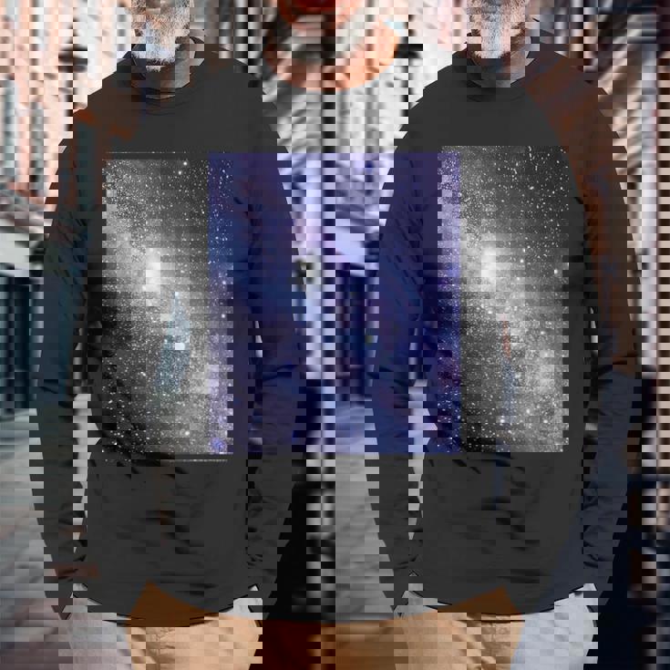 星空・宇宙・銀河《フルビッグプリント》【天体観測シリーズ】おしゃれ かっこいい デザイン 長袖Tシャツ 高齢者への贈り物