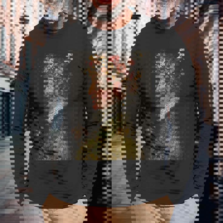 春のジュゼッペアルチンボルド絵画 長袖Tシャツ 高齢者への贈り物