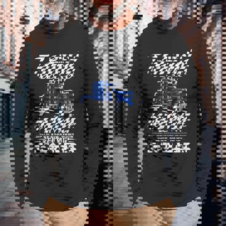 メンズ 普通のトラッカービッグリグトラックドライバーのようなタトゥーの入ったトラッカー 長袖Tシャツ 高齢者への贈り物
