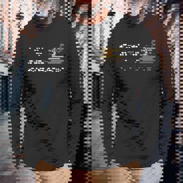 最初のモールス信号メッセージ-神は何を造ったのか 長袖Tシャツ 高齢者への贈り物