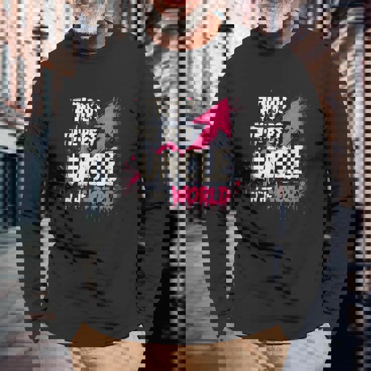 最高の叔父デザイン 長袖Tシャツ 高齢者への贈り物