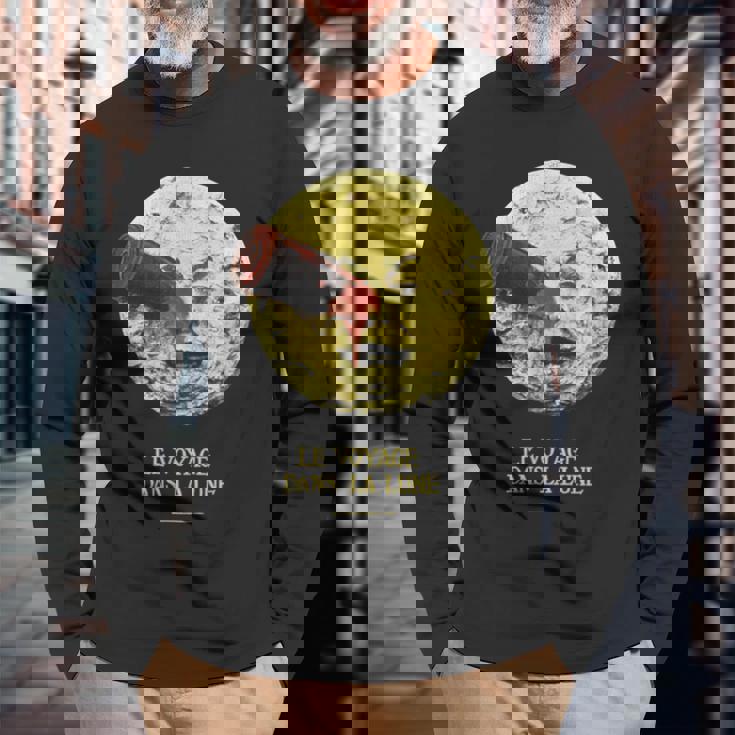 月世界旅行 1902 サイレント映画 クラシック映画 ヴィンテージ A Trip To The Moon Movie 長袖Tシャツ 高齢者への贈り物