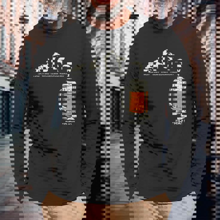 月曜日から金曜日のビールのおかしい仕事の週の飲むチームのギフトへの月曜日 長袖Tシャツ 高齢者への贈り物