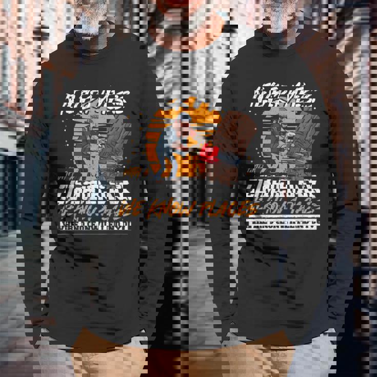 木こりを汚さない面白いロギング引用 長袖Tシャツ 高齢者への贈り物