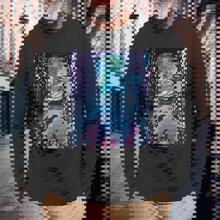 未来都市美学宇宙ハイテクホーム 長袖Tシャツ 高齢者への贈り物