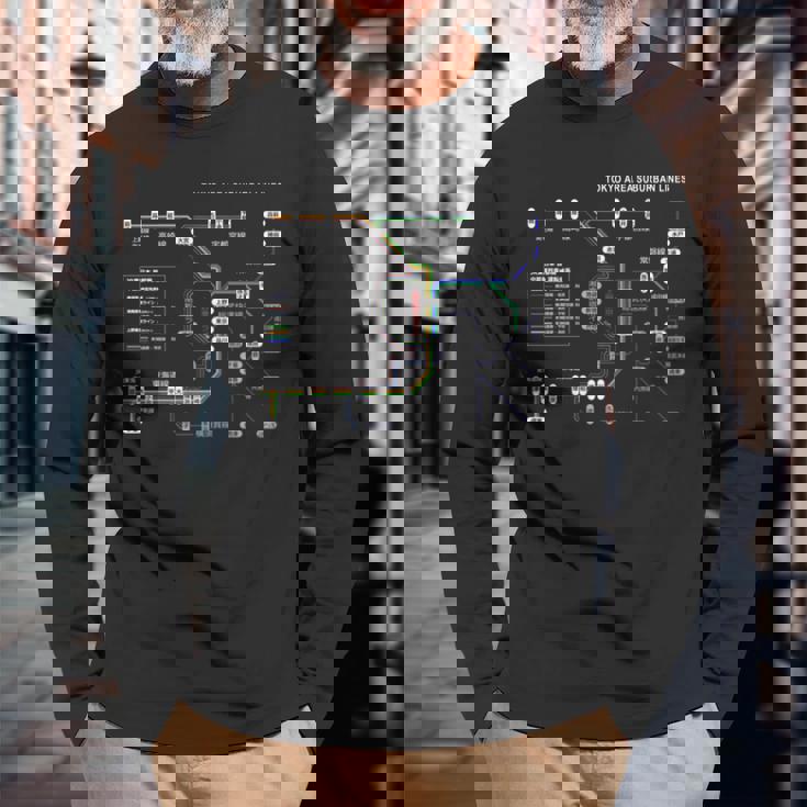 東京 日本 電車 近郊線 鉄道 – おみやげ 路線図 長袖tシャツ 長袖Tシャツ 高齢者への贈り物