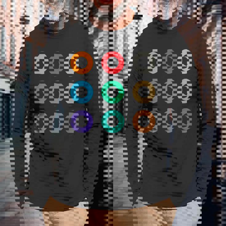 東京の地下鉄 カラー 色 マーク 丸【電車ファン】鉄道【変なtシャツ屋さん】メトロ 面白い ポップ 長袖Tシャツ 高齢者への贈り物