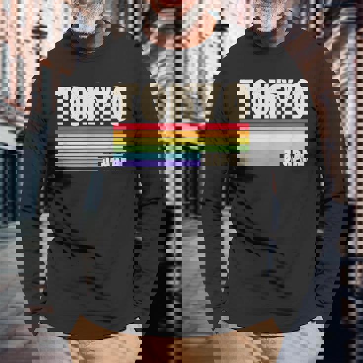 東京ジャパン レインボー ゲイプライド マーチ レトロ 70S 80S クィア 長袖Tシャツ 高齢者への贈り物