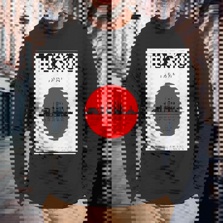 東京都 日本スタイル グラヒック 日本文化 長袖Tシャツ 高齢者への贈り物