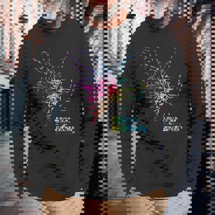 東京都メトロ地下鉄地図レトログルービー 長袖Tシャツ 高齢者への贈り物