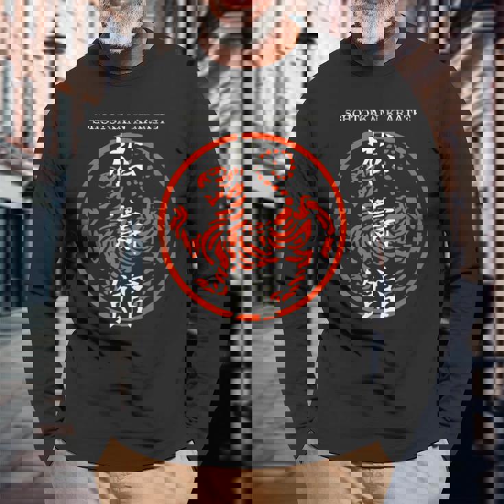 松濤館虎の漢字記号 武道空手道場 長袖Tシャツ 高齢者への贈り物