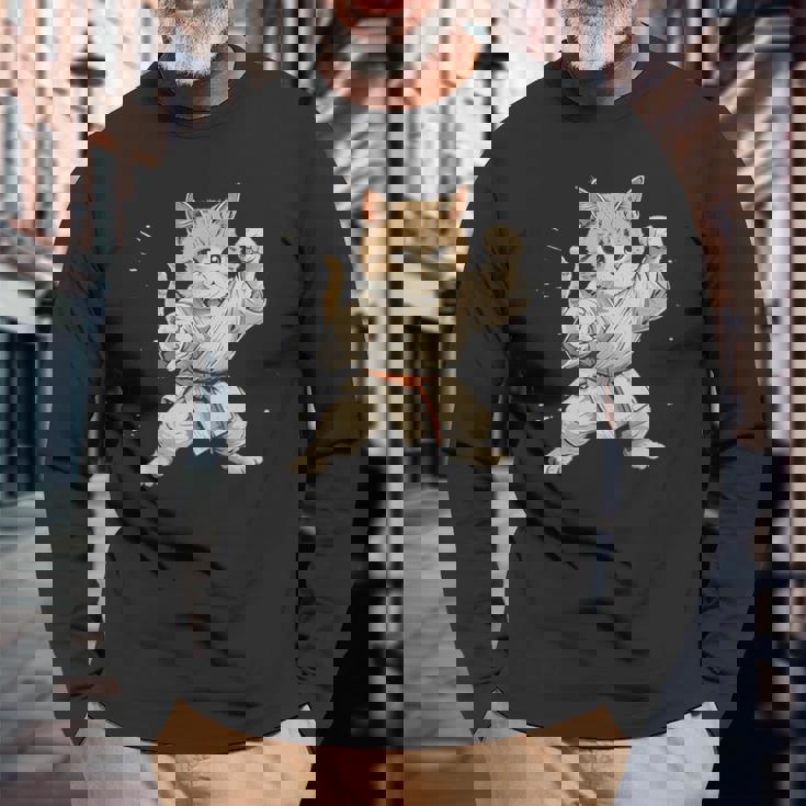 柔道猫 長袖Tシャツ 高齢者への贈り物