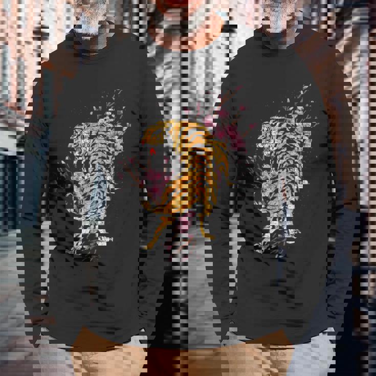 桜の虎 長袖Tシャツ 高齢者への贈り物