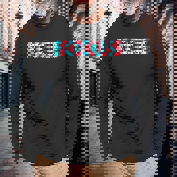 楽しいフォーカスデザイン 錯覚トリッピー 長袖Tシャツ 高齢者への贈り物