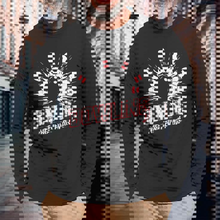 楽しいロールスボーリング パンヴィンテージボウリングボール 長袖Tシャツ 高齢者への贈り物