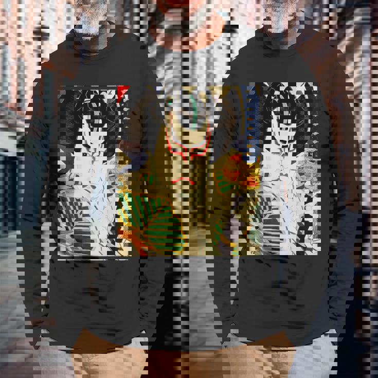 歌舞伎 かぶき 役者 日本美術 浮世絵 役者絵 名取春仙 六世坂東彦三郎 舎人松王丸 長袖Tシャツ 高齢者への贈り物