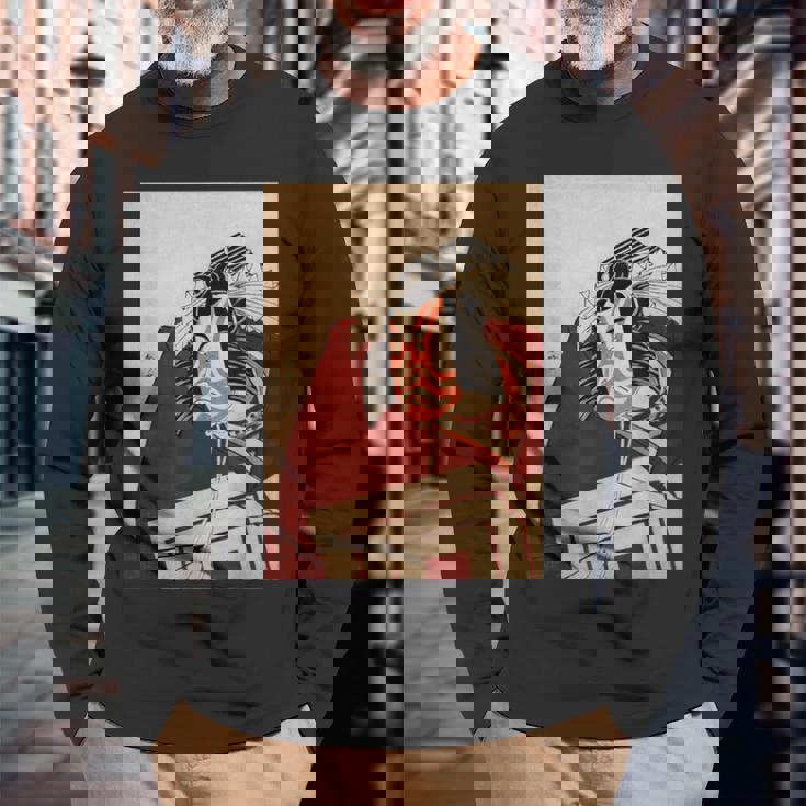 歌舞伎 役者 市川 團十郎 暫 しばらく勝川 春好江戸時代 役者絵 長袖Tシャツ 高齢者への贈り物