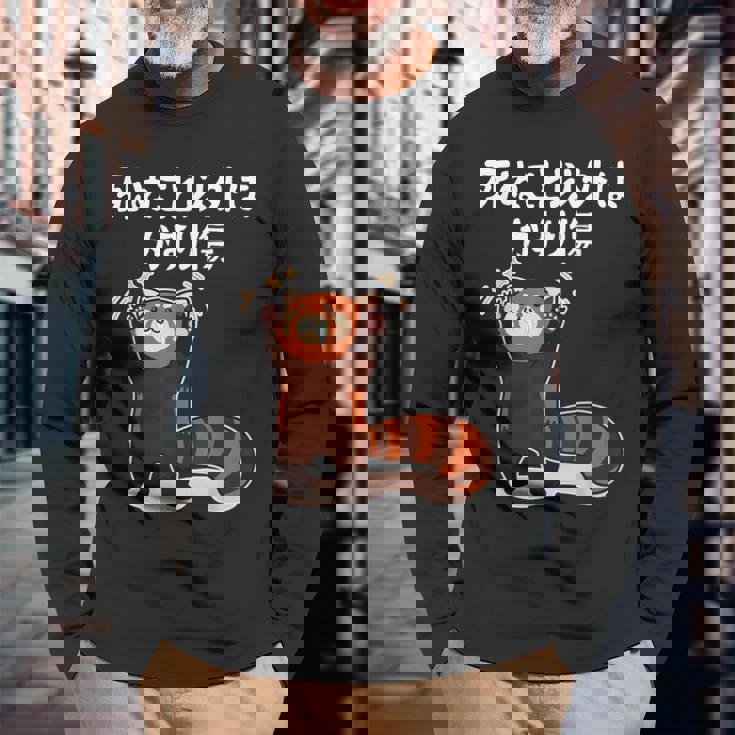 死ぬこと以外はかすり傷 レッサーパンダ 面白い 文字入り メンズ おもしろ 服 オリジナル おもしろグッズ 文字 長袖Tシャツ 高齢者への贈り物