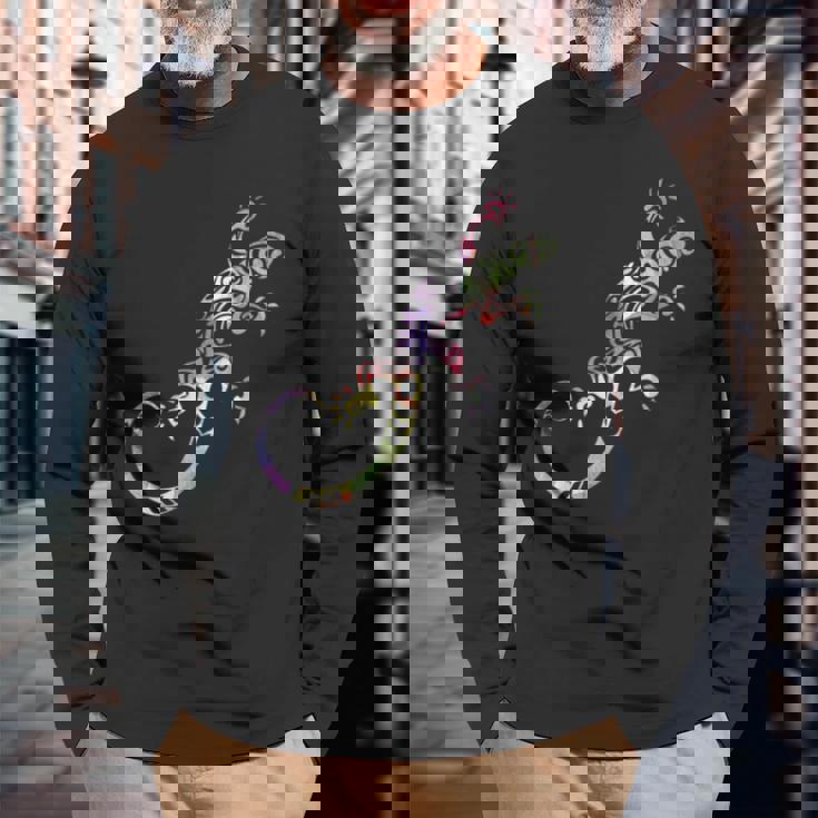 水彩絵の具トカゲ動物爬虫類恋人ヤモリ 長袖Tシャツ 高齢者への贈り物