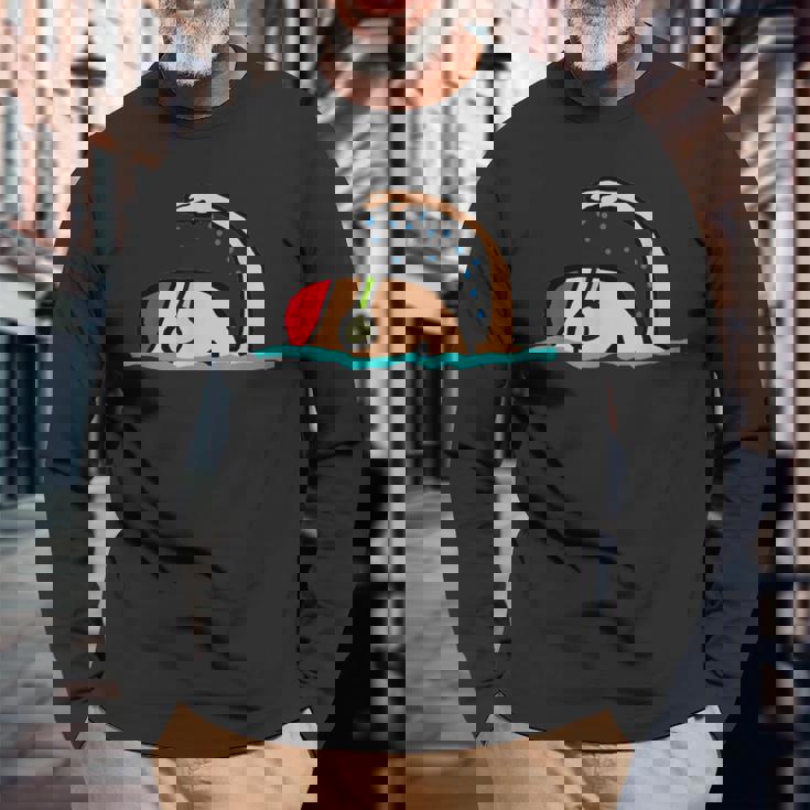 水泳。 長袖Tシャツ 高齢者への贈り物