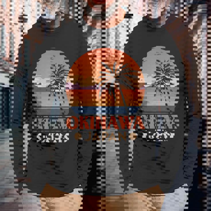 沖縄 Japan ヤシの木 夏休み 日本観光 長袖Tシャツ 高齢者への贈り物