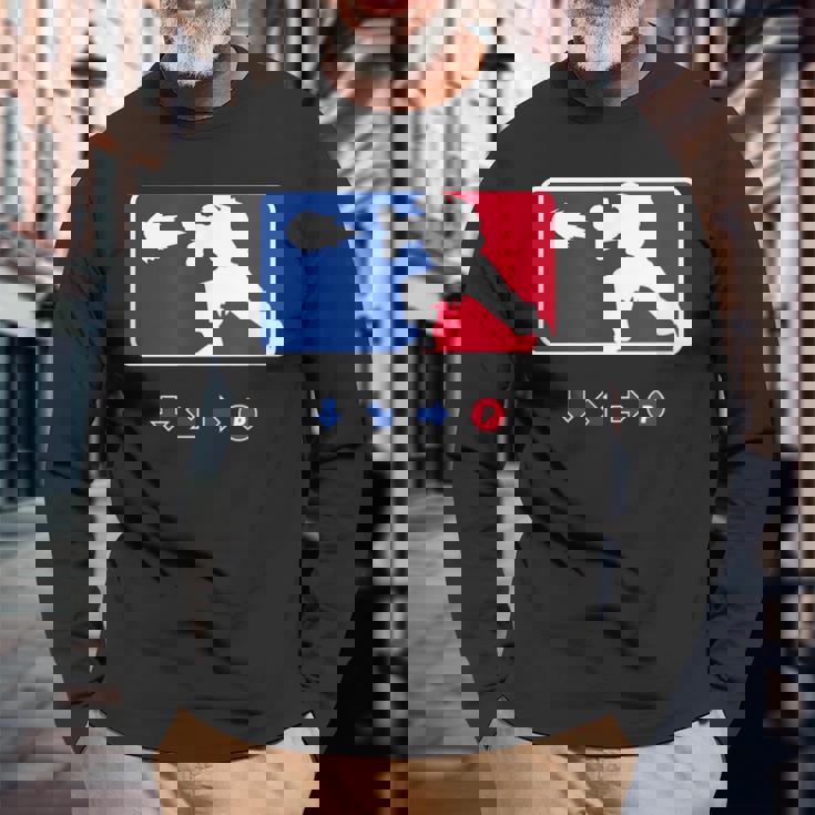 波動拳格闘スポーツリーグ-面白いアーケードゲーマー 長袖Tシャツ 高齢者への贈り物