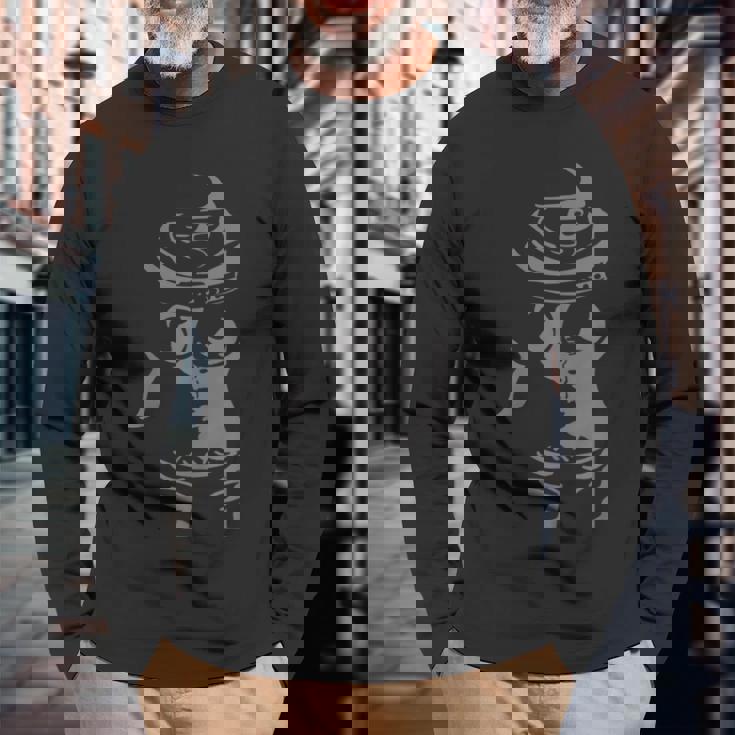 浮かび上がる山形土偶。土偶 山形土偶 縄文 宇宙人 かわいい シュール 長袖Tシャツ 高齢者への贈り物