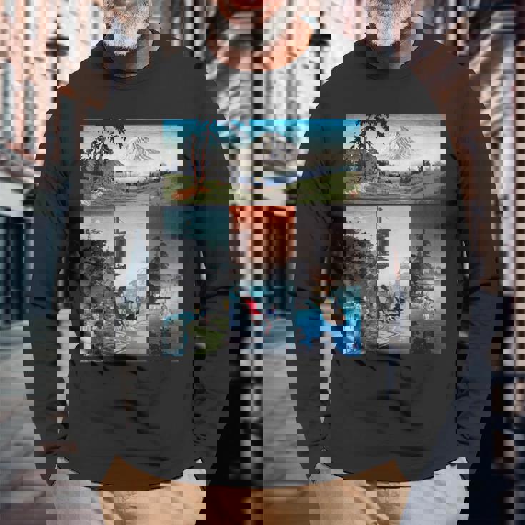 浮世絵 富士山 日本画 版画 名作 アート 絵画 メンズ レディース 面白い 服 美術 おもしろ 長袖Tシャツ 高齢者への贈り物