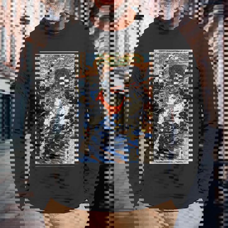 浮世絵 面白tシャツ 日本画 歌川国芳 名作 アート 絵画 メンズ レディース 面白い 服 美術 おもしろ 長袖Tシャツ 高齢者への贈り物