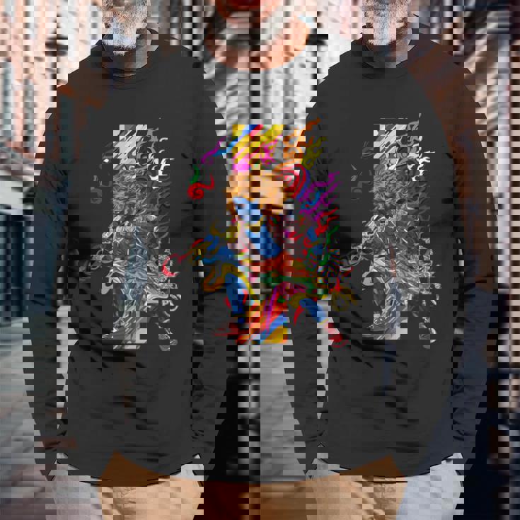 浮世絵シリーズ 踊る不動明王 長袖Tシャツ 高齢者への贈り物