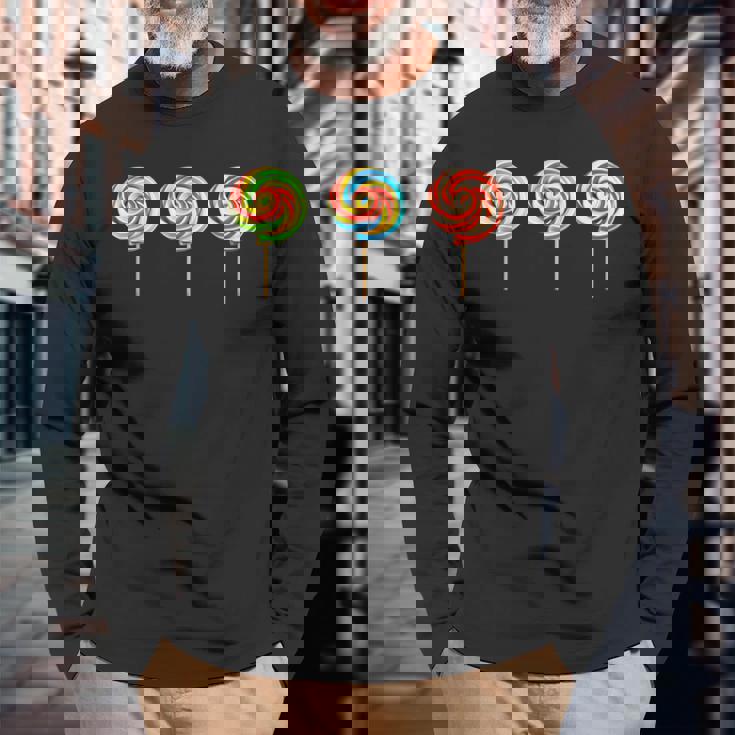 渦巻きロリポップ 長袖Tシャツ 高齢者への贈り物