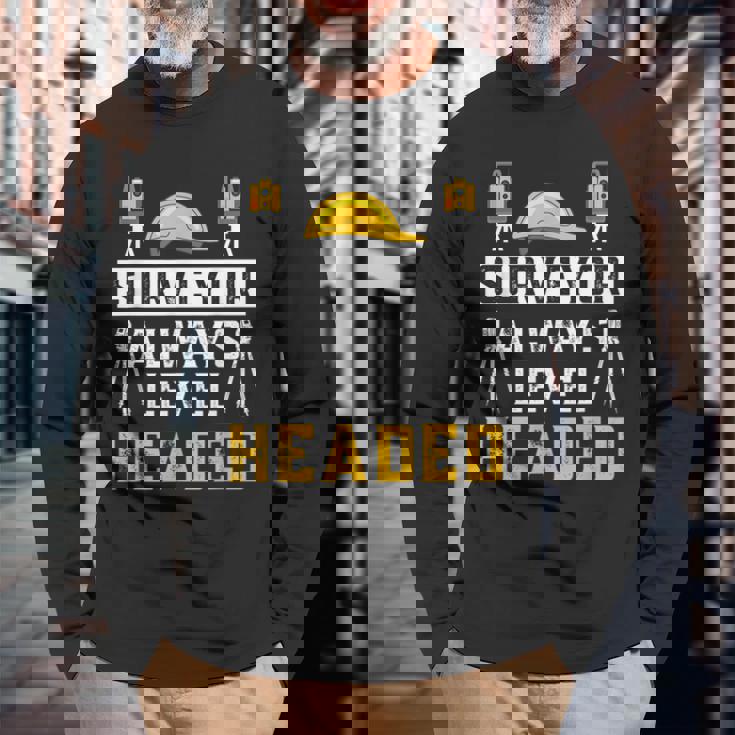 測量士 常に平常心 土地家屋調査士 土地家屋調査士 長袖Tシャツ 高齢者への贈り物