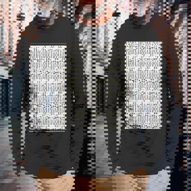 点と線 白 黒 長袖Tシャツ 高齢者への贈り物