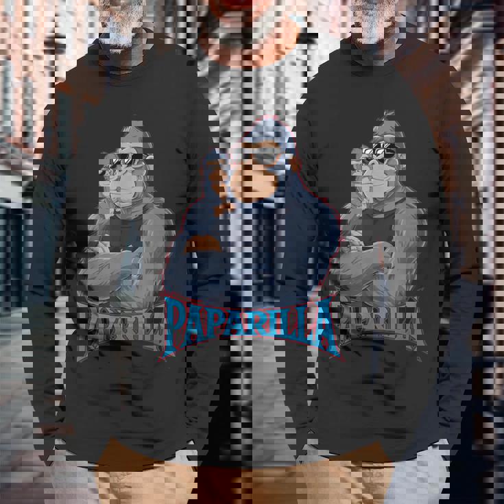 父ゴリラ 父娘ゴリラ 長袖Tシャツ 高齢者への贈り物