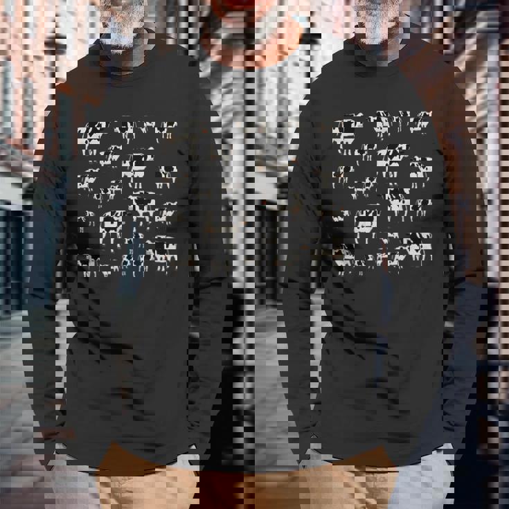 牛農場の動物柄 長袖Tシャツ 高齢者への贈り物