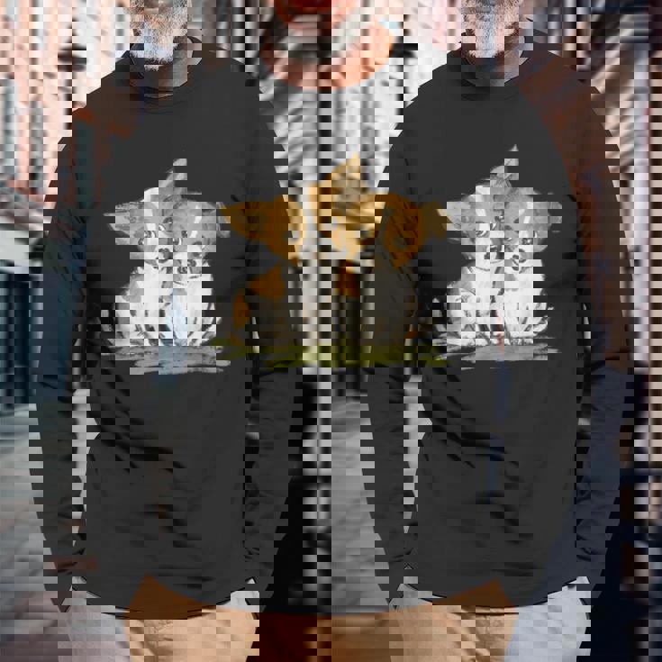 犬 ジャックラッセルテリア いぬ 子犬 ペット かわいい 動物 イラスト 長袖Tシャツ 高齢者への贈り物