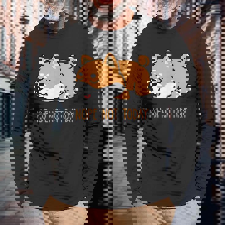 犬 おもしろ 明日から本気出すから 可愛い 柴犬 シバイヌ 豆柴 マメシバ 小豆柴 長袖Tシャツ 高齢者への贈り物