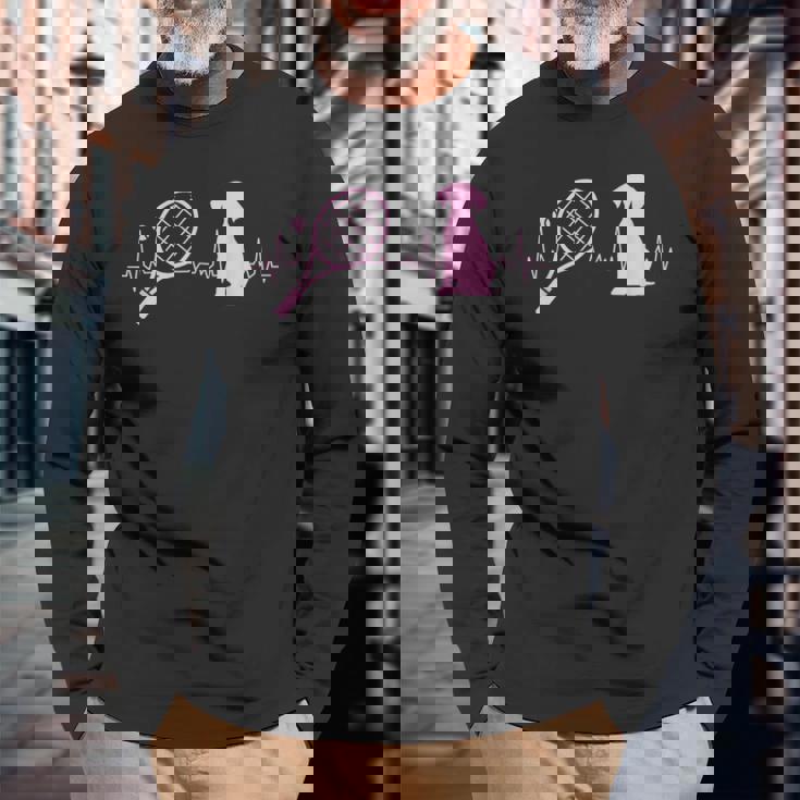 犬好き テニスプレーヤー コーチ 犬 スポーツ テニス 犬 長袖Tシャツ 高齢者への贈り物