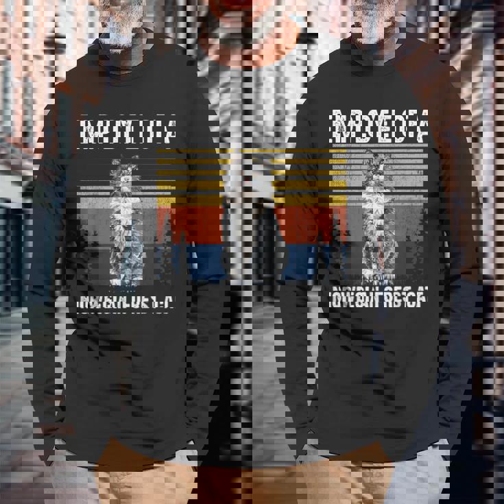 猫 ノルウェージャンフォレストキャットの社員 長袖Tシャツ 高齢者への贈り物