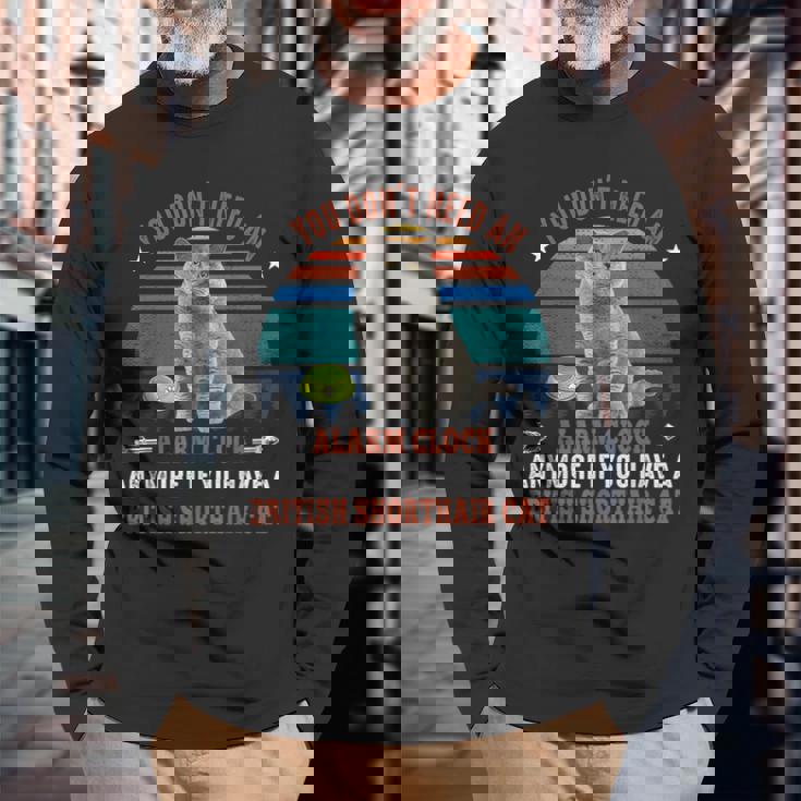 猫 ブリティッシュショートヘア 猫 長袖Tシャツ 高齢者への贈り物