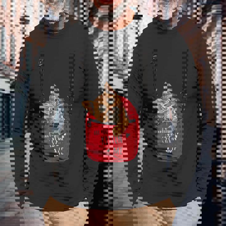 猫 かわいい ポシェット ねこ 面白い ネコ 長袖Tシャツ 高齢者への贈り物