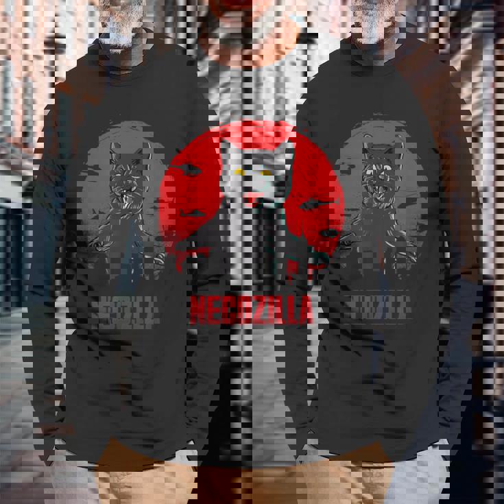 猫 おもしろ ねこ ジョーク 面白い 映画 パロディ 長袖Tシャツ 高齢者への贈り物