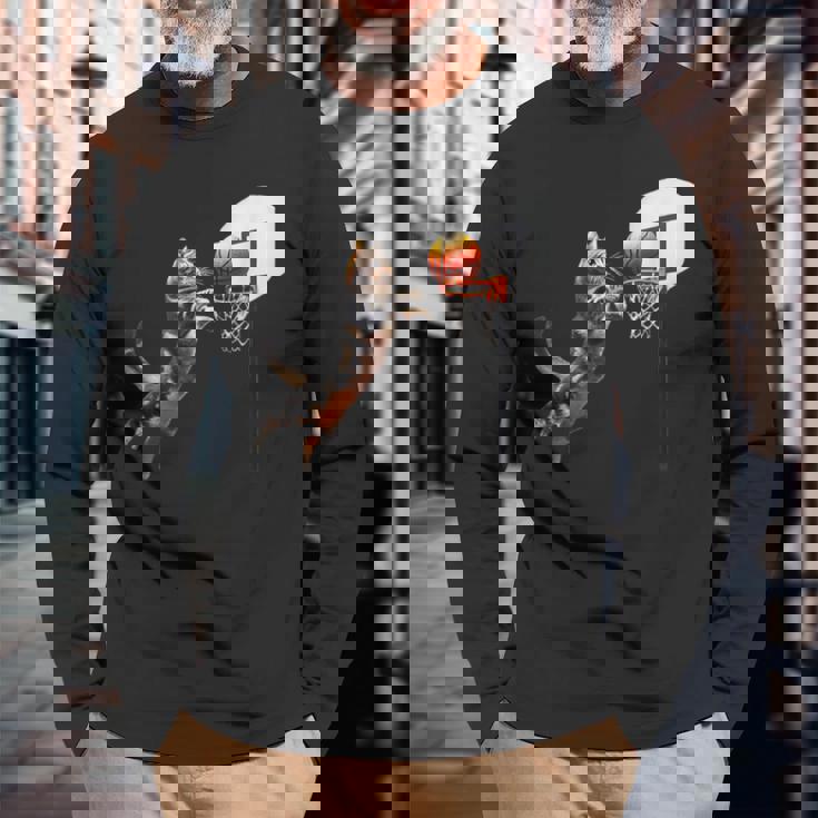 猫 ネコ バスケ 面白いtシャツ 文字入り メンズ おもしろ 面白い 服 おもしろグッズ ネタ 浮世絵 長袖Tシャツ 高齢者への贈り物