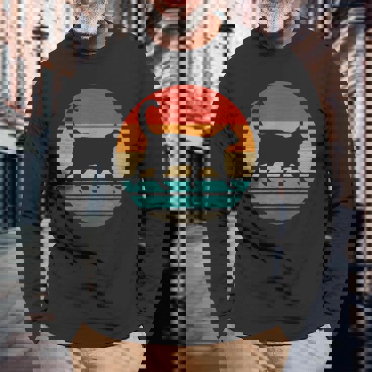 猫 レトロスタイル ビンテージ 長袖Tシャツ 高齢者への贈り物